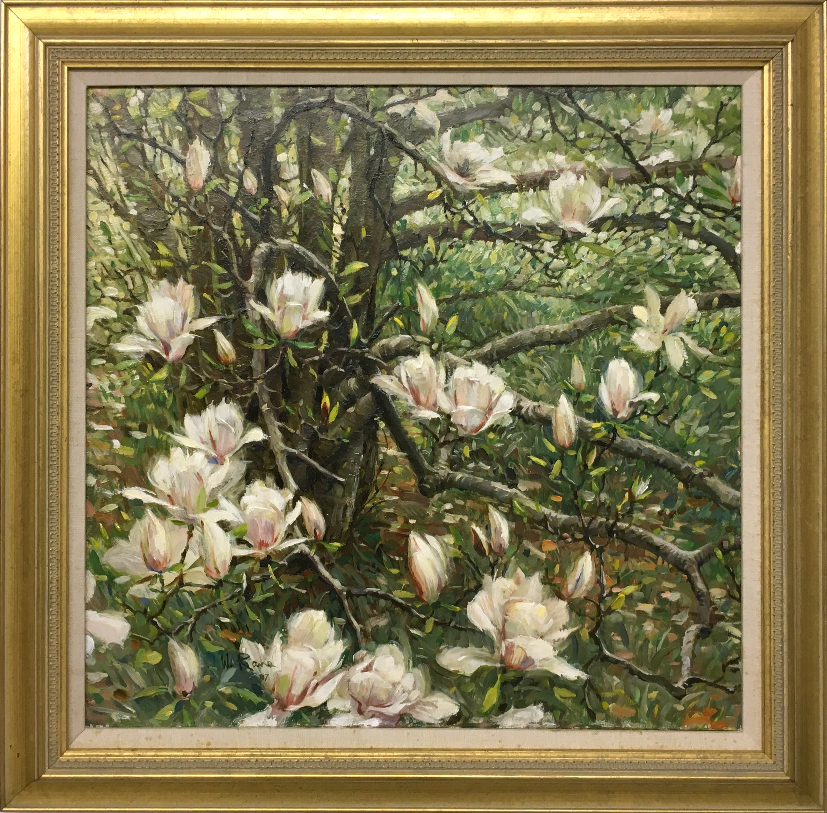 Walter Rane - Walter Rane Oil on Canvas "Magnolia" - Rafael Osona Auctions  Nantucket, MA