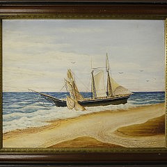 Pair of Lincoln J. Ceely Oils on Masonite Shipwreck Portraits