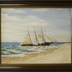 Pair of Lincoln J. Ceely Oils on Masonite Shipwreck Portraits