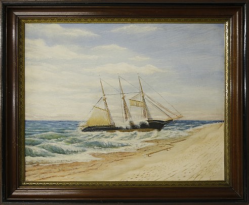 Pair of Lincoln J. Ceely Oils on Masonite Shipwreck Portraits