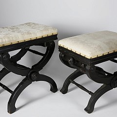 Near Pair of Ebonized Piano Stools