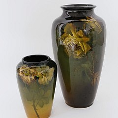 Louwelsa Weller & Rookwood Floral Decorated Vases