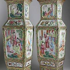 Pair of Famille Rose Chinese Export Porcelain Vases