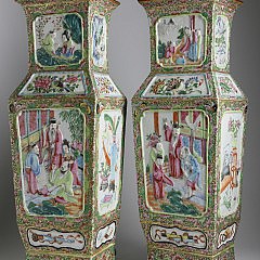 Pair of Famille Rose Chinese Export Porcelain Vases