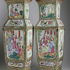 Pair of Famille Rose Chinese Export Porcelain Vases