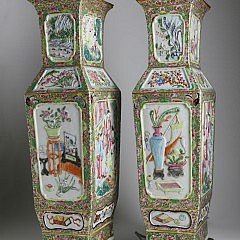 Pair of Famille Rose Chinese Export Porcelain Vases