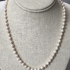 5mm – 6mm White Cultured Pearl Necklace with Filigree Clasp