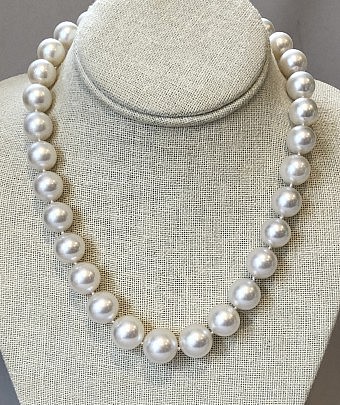 Fine 13mm – 15mm South Sea White Pearl Necklace
