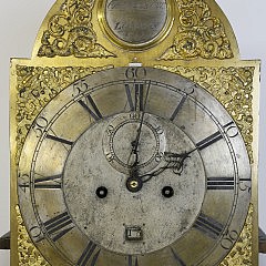 Charles Coulon, London George III Mahogany and Marquetry Brass Mounted Eight-Day Longcase Clock