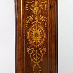 Charles Coulon, London George III Mahogany and Marquetry Brass Mounted Eight-Day Longcase Clock