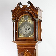 George III Mahogany and Marquetry Brass Mounted Eight-Day Longcase Clock