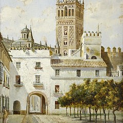 José Arias Oil on Wood Panel “La Giralda, Sevilla”