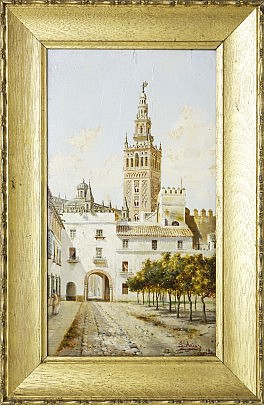José Arias Oil on Wood Panel “La Giralda, Sevilla”