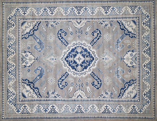 Taupe and Cream Kazak Rug