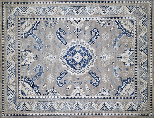 Taupe and Cream Kazak Rug