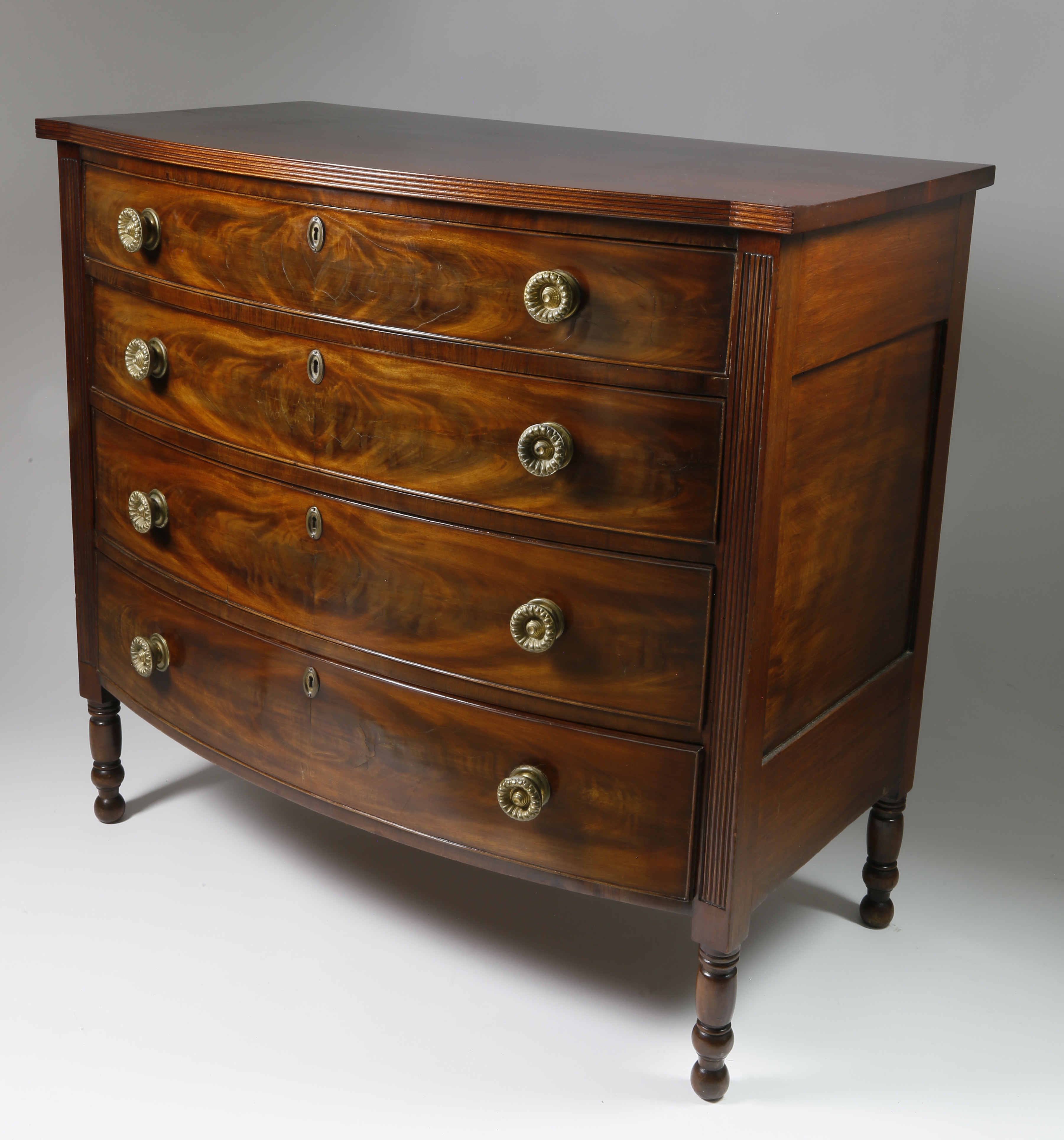 Chest Of Drawers American Federal Mahogany Bow Front Chest of Drawers, circa 1820 Rafael