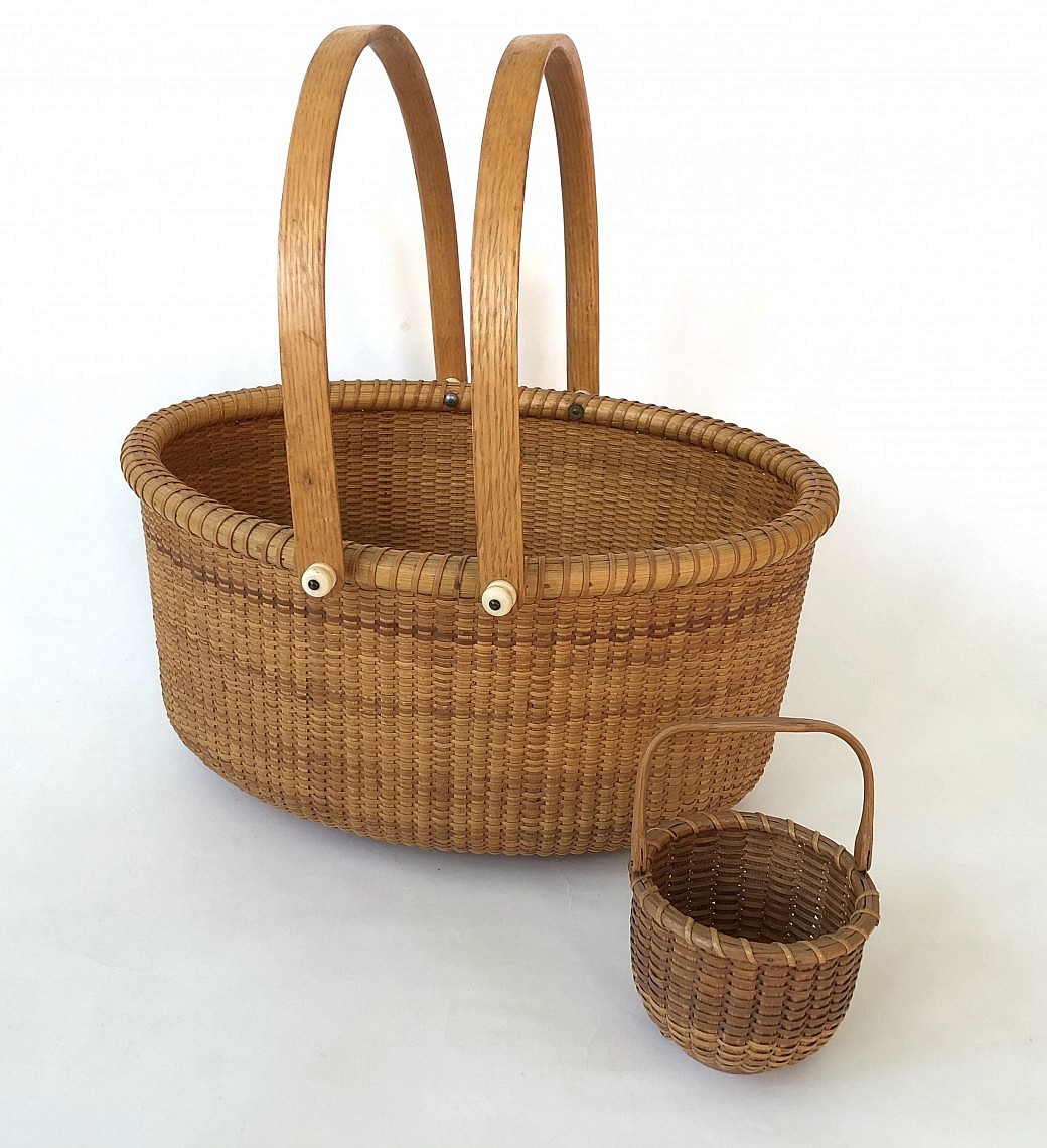 Nantucket Basket Lorraine B. Pease Oval Open Double Swing Handle