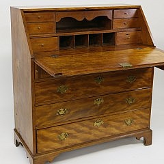 New England Chippendale Birchwood Slant Front Desk, late 18th century