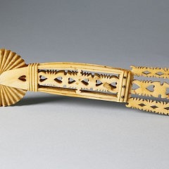 Whaleman Carved Whale Ivory Pie Crimper, circa 1840