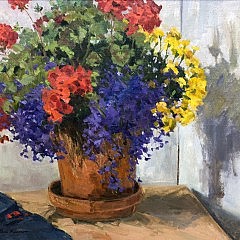 Bob Barlow “Floral Still Life in a Clay Pot”