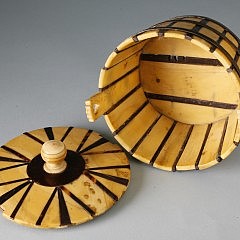 Fine Whale Ivory, Baleen, Tortoiseshell and Brass Miniature Covered Tub, circa 1840