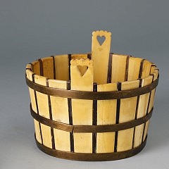 Fine Whale Ivory, Baleen, Tortoiseshell and Brass Miniature Covered Tub, circa 1840