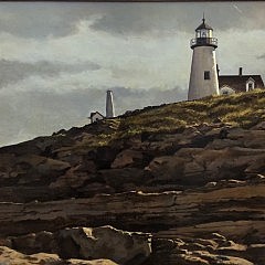 Alfred Brulè Oil on Board “Low Tide Pemaquid Light”