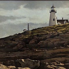 Alfred Brulè Oil on Board “Low Tide Pemaquid Light”