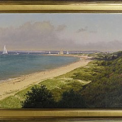 Joseph McGurl Oil on Canvas Panoramic View of Jetties Beach