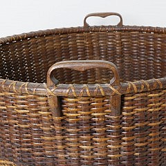 Rare Labeled Oliver C. Coffin Miniature Nantucket Basket and Nantucket Bushel Basket