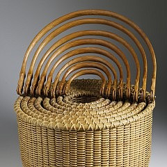 Harry A. Hilbert Nest of Eight Round Swing Handle “Non-tucket” Baskets