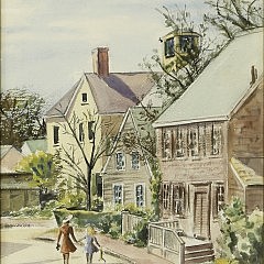 Watercolor on Paper “Afternoon Stroll, 7 Summer Street, Nantucket”