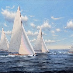 Alan J. Eddy, Oil on Panel “Opera House Race, Nantucket”