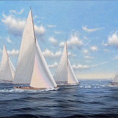 Alan J. Eddy, Oil on Panel “Opera House Race, Nantucket”