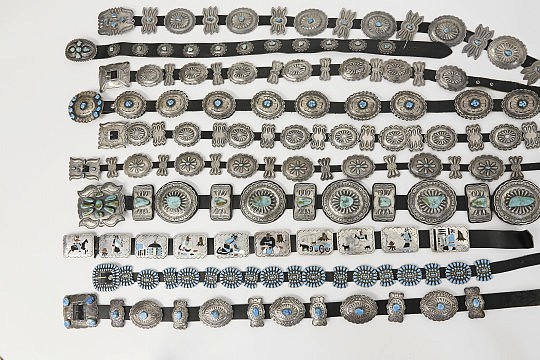 Navajo and Zuni Sterling Silver and Turquoise Concho Belts