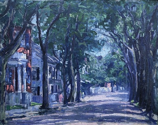 Frank Swift Chase Oil on Canvas "Main Street Nantucket"