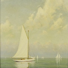 Fred Hamilton Daniels Oil on Panel “Sailboats on Calm Waters”