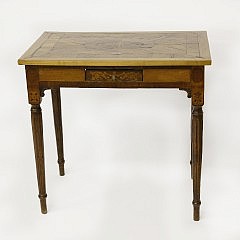 Continental Neoclassical One Drawer Inlaid Side Table