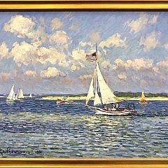 Jan Pawlowski Oil on Canvas "Sailing in Polpis Harbor"