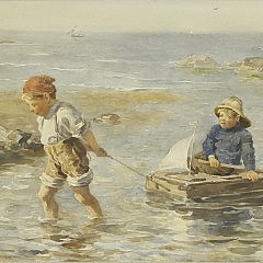 Marshall Brown Watercolor on Paper “The Raft”