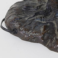 Charles Schneider Stained Glass and Patina Metal Pheasant Lamp