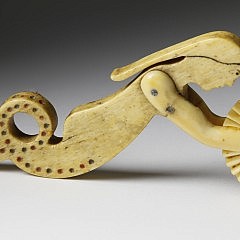 Folk Art Whaleman Made Whale Ivory and Whalebone Pie Crimper, circa 1850