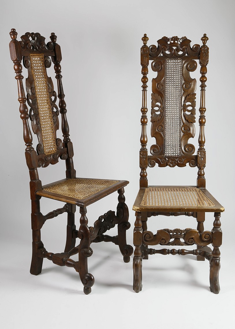 Side Chairs - Near Pair of William \u0026 Mary Caned Side Chairs, late  17th/early 18th century - Rafael Osona Auctions Nantucket, MA, image size:814x1140