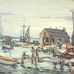 Virginia Bargar Evans Mixed Media Pastel and Gouache “Commercial Wharf, Nantucket”