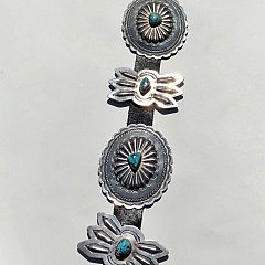 Navajo Silver and Turquoise Concho Belt