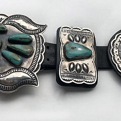 Geraldine Yazzie (Navajo) Sterling Silver and Royston Turquoise Concho Belt