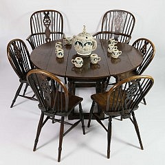 English Chairs and Table and German Porcelain Set_1785