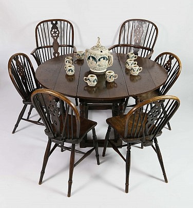 English Chairs and Table and German Porcelain Set_1785