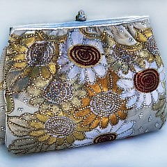 Vintage Judith Leiber Gold Millefleur Floral Beaded Cocktail Purse