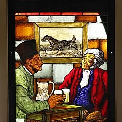 Stained Glass Leaded Window of Two Gentleman in a Pub